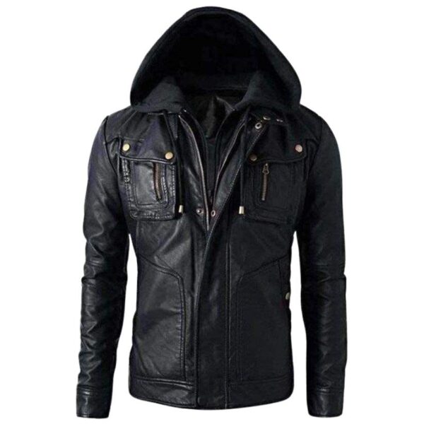 Men's Bike Brand Black Leather Jacket a