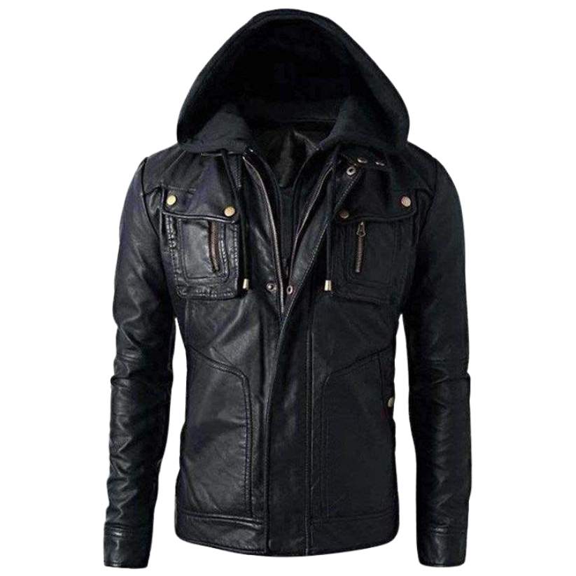 Men's Bike Brand Black Leather Jacket a