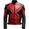 Men's Faux Red and Black Leather Jacket a