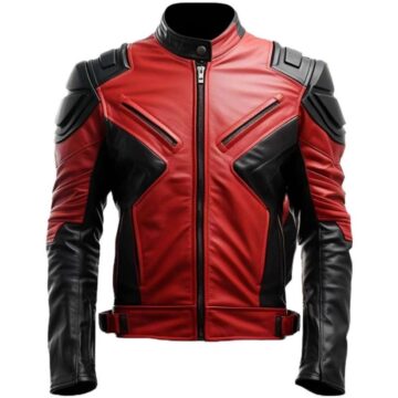 Men's Faux Red and Black Leather Jacket a