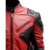 Men's Faux Red and Black Leather Jacket b