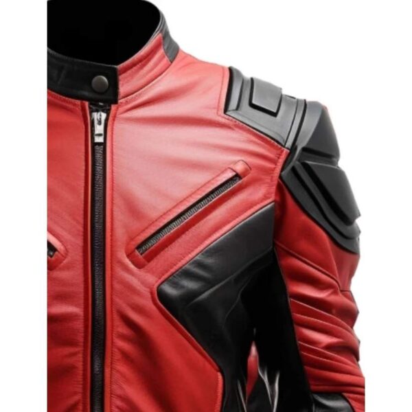 Men's Faux Red and Black Leather Jacket b