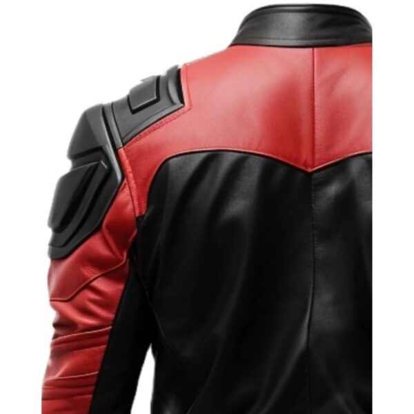 Men's Faux Red and Black Leather Jacket c
