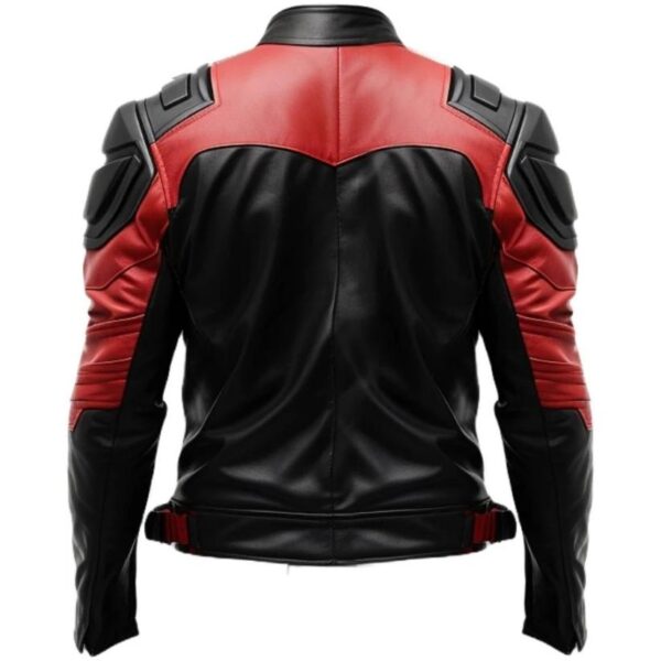 Men's Faux Red and Black Leather Jacket d