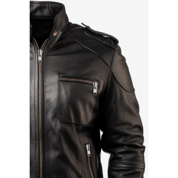 Men's New Black Biker Leather Jacket c