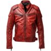 Mens Red Leather Jacket - Waxed Leather Jacket a