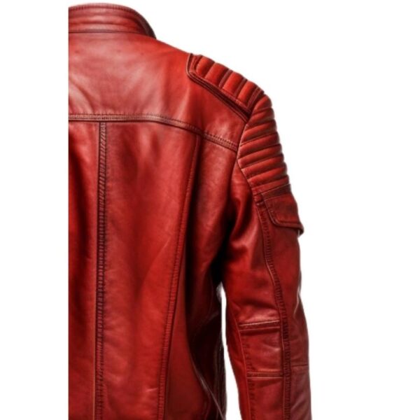Mens Red Leather Jacket - Waxed Leather Jacket c