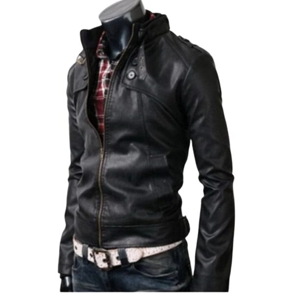 Slim Fit Black Rider Leather Jacket b