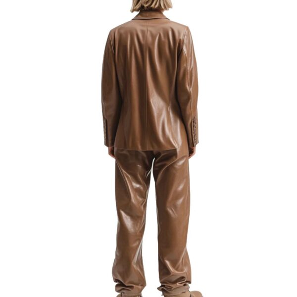Women Delilah Brown Leather Jacket b