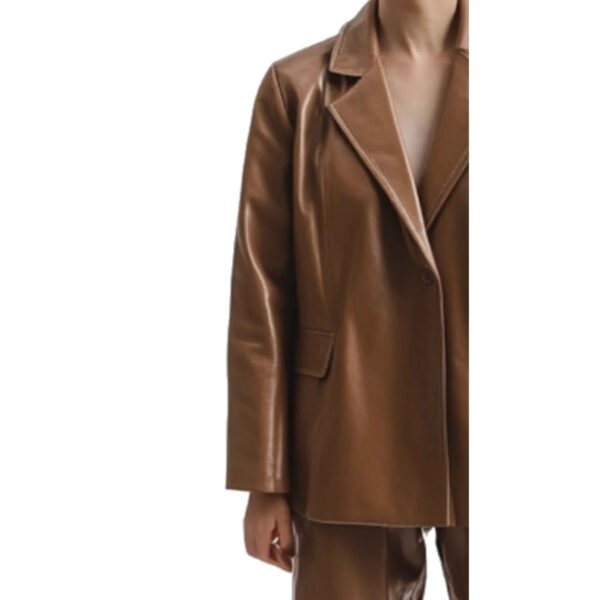 Women Delilah Brown Leather Jacket c