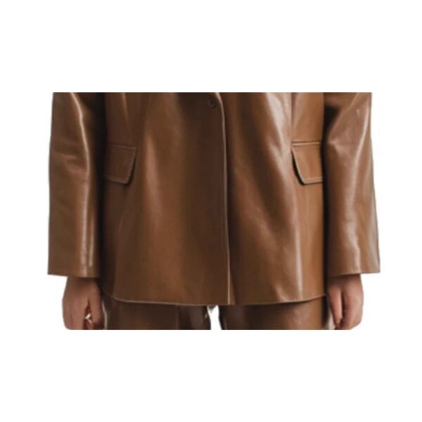 Women Delilah Brown Leather Jacket d