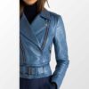 Women Ellie Blue Leather Jacket c