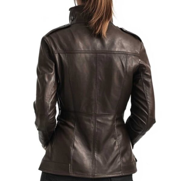 Women Evelyn Brown Leather Jacket b