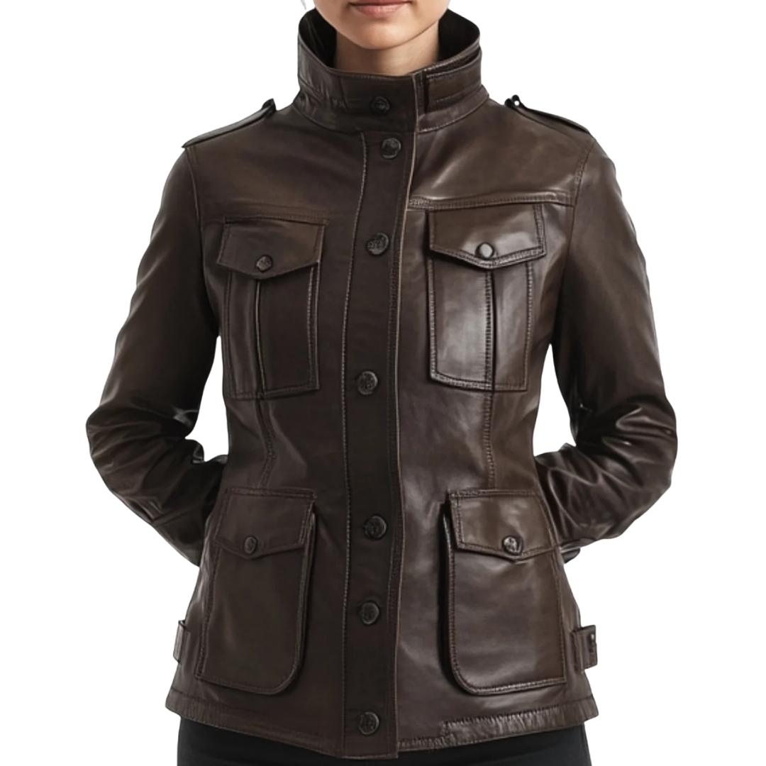 Women Florence Brown Leather Jacket a