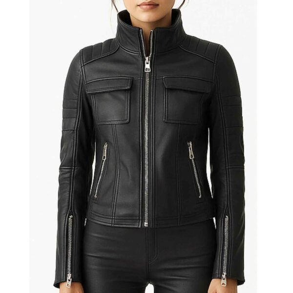 Women Grace Black Leather Jacket a