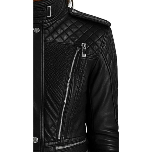 Women Hallie Black Leather Jacket c