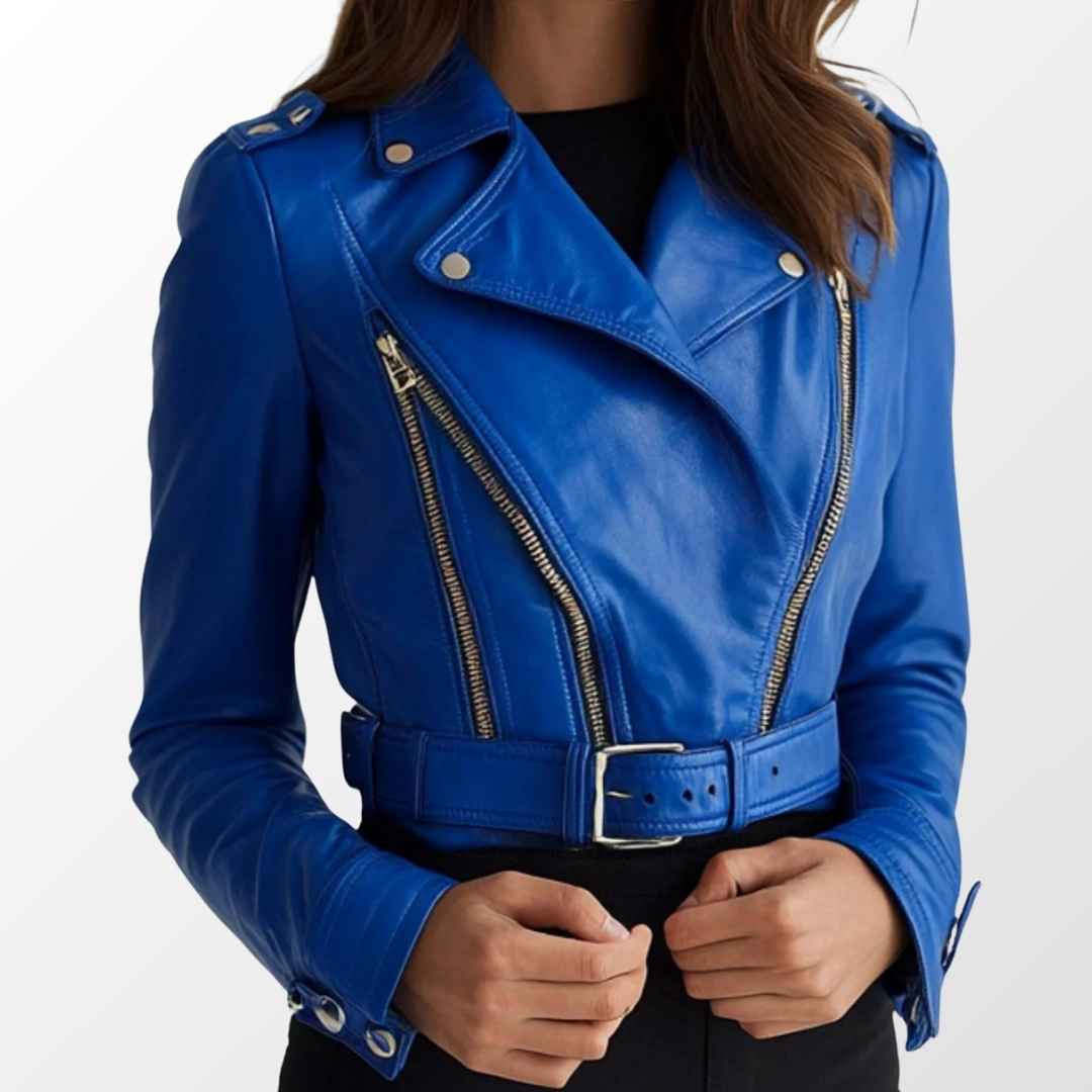 Women Luna Blue Leather Jacket a