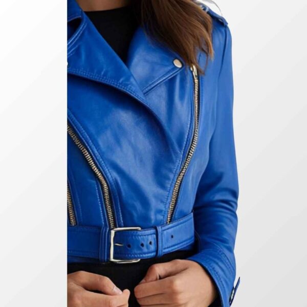 Women Luna Blue Leather Jacket b
