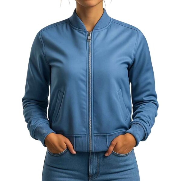 Women Mabel Blue Leather Jacket a