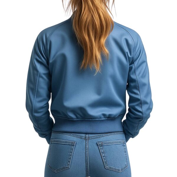 Women Mabel Blue Leather Jacket b