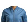 Women Mabel Blue Leather Jacket dWomen Mabel Blue Leather Jacket d