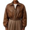 Women Maeve Brown Leather Jacket a