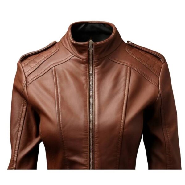 Women Real Brown Style Leather Jacket b