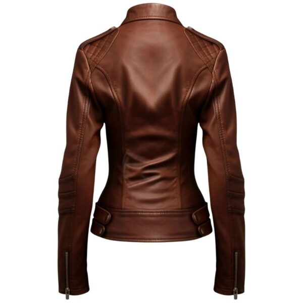 Women Real Brown Style Leather Jacket d