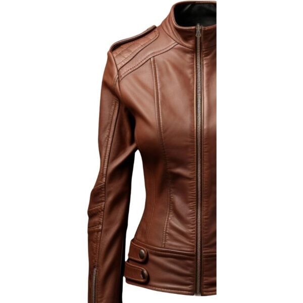 Women Real Brown Style Leather Jacket c