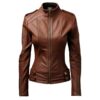 Women Real Brown Style Leather Jacket a