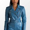 Women Sophie Blue Leather Jacket a