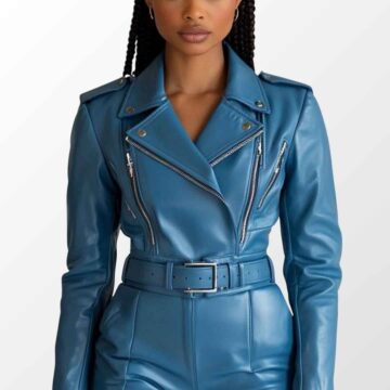 Women Sophie Blue Leather Jacket a