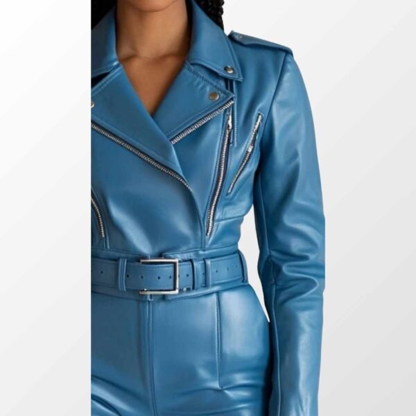 Women Sophie Blue Leather Jacket b